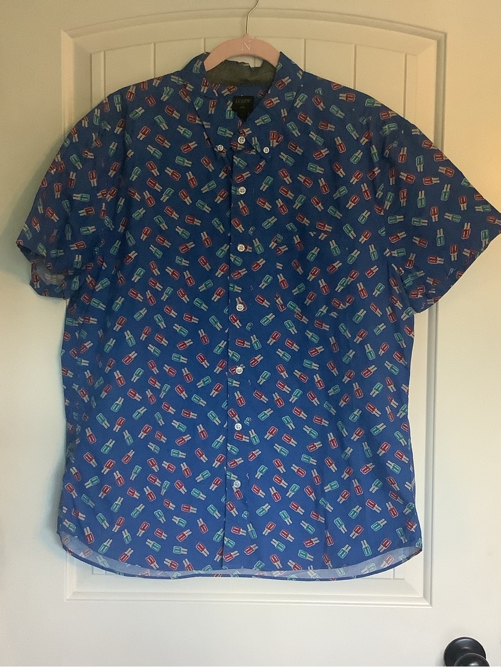 J. Crew Royal Blue Short-Sleeve Button-Down with Popsicle Print